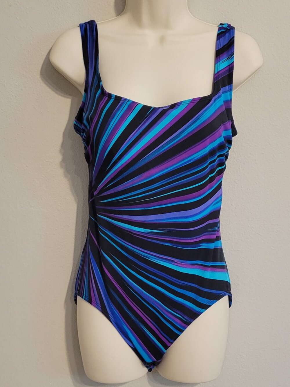 Longitude Robby Len womens striped SWIMSUIT sz. 12